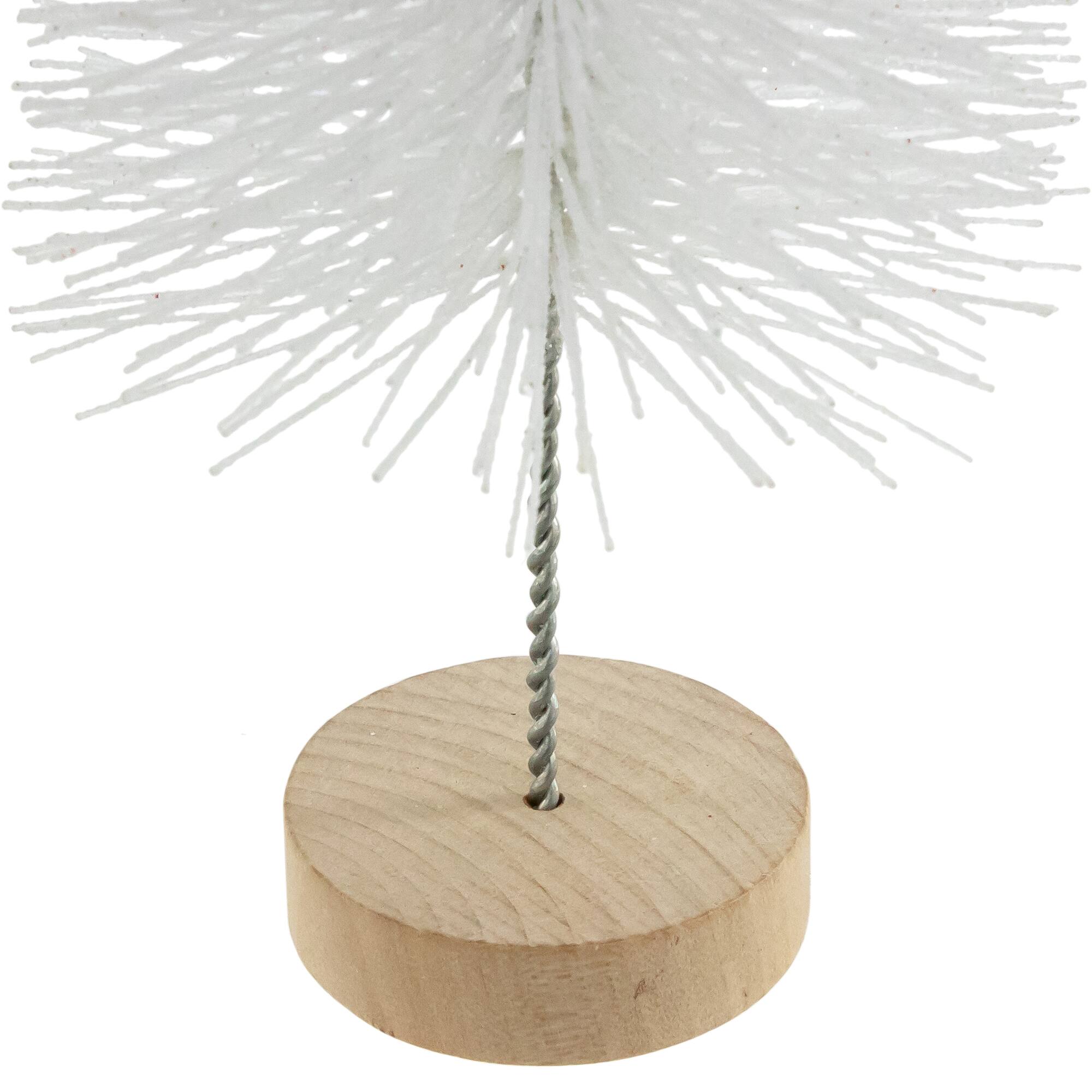 12" Red & White Glittered Bottlebrush Christmas Tree